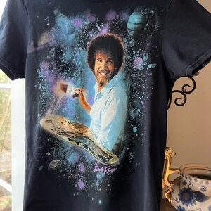 Hilarious Bob Ross the Artist Black Graphic Tee